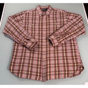 Polo Ralph Lauren EMMONS Shirt Men's L Plaid 100% Cotton Button up Oxford